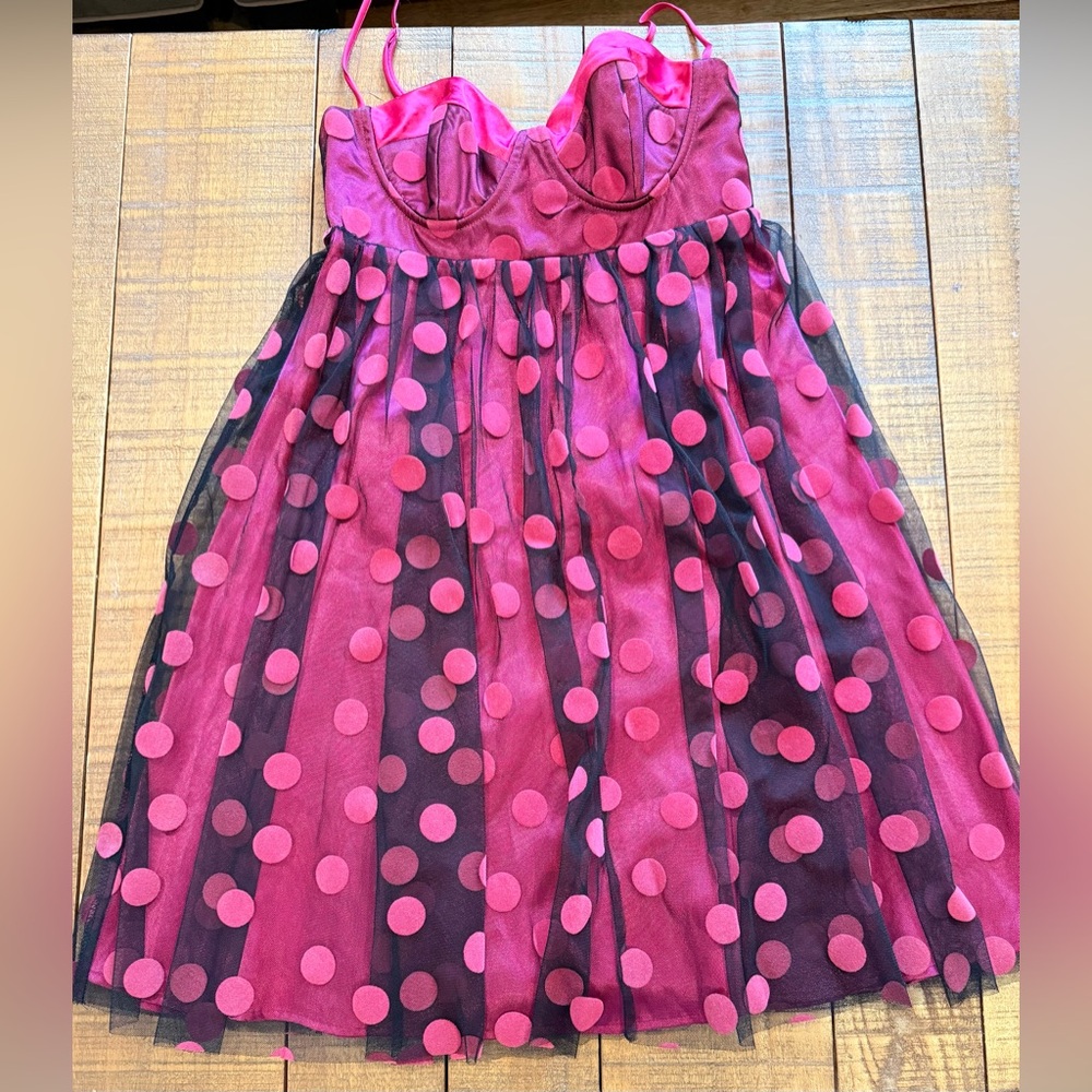 NWOT Betsey Johnson Polka Dot & Tulle Dress 0